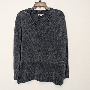 ORVIS Variegated Blue Soft Chenille Pullover V-Neck Sweater; Size S